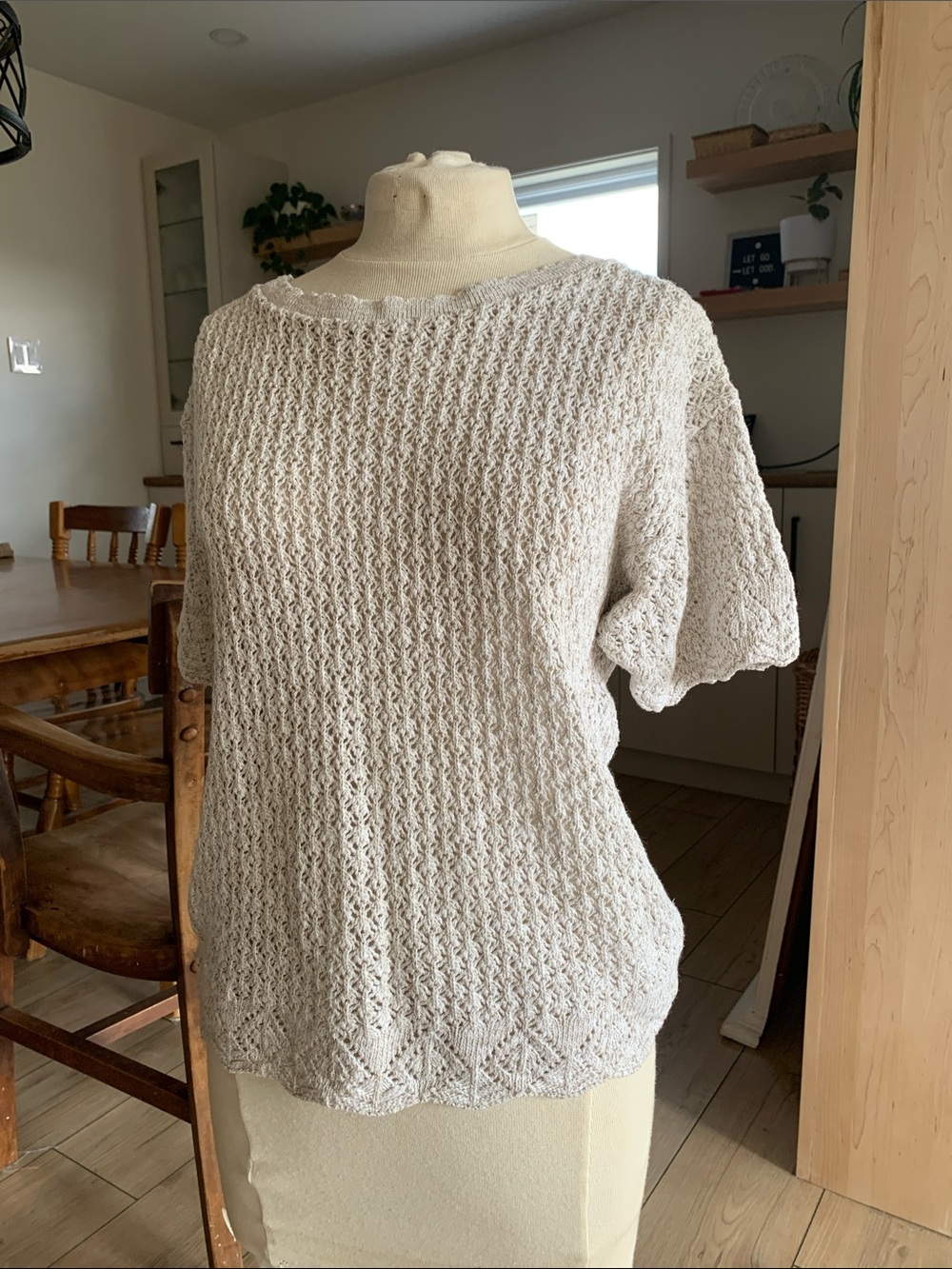 VTG Textured Short-Sleeve Knit Sweater grandmacore girly country top 100% Cotton